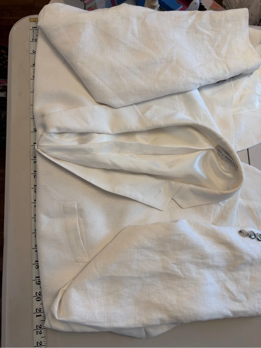 Perry Ellis Ivory White Linen Blazer Two-Button Slim Single Breast Euro Summer